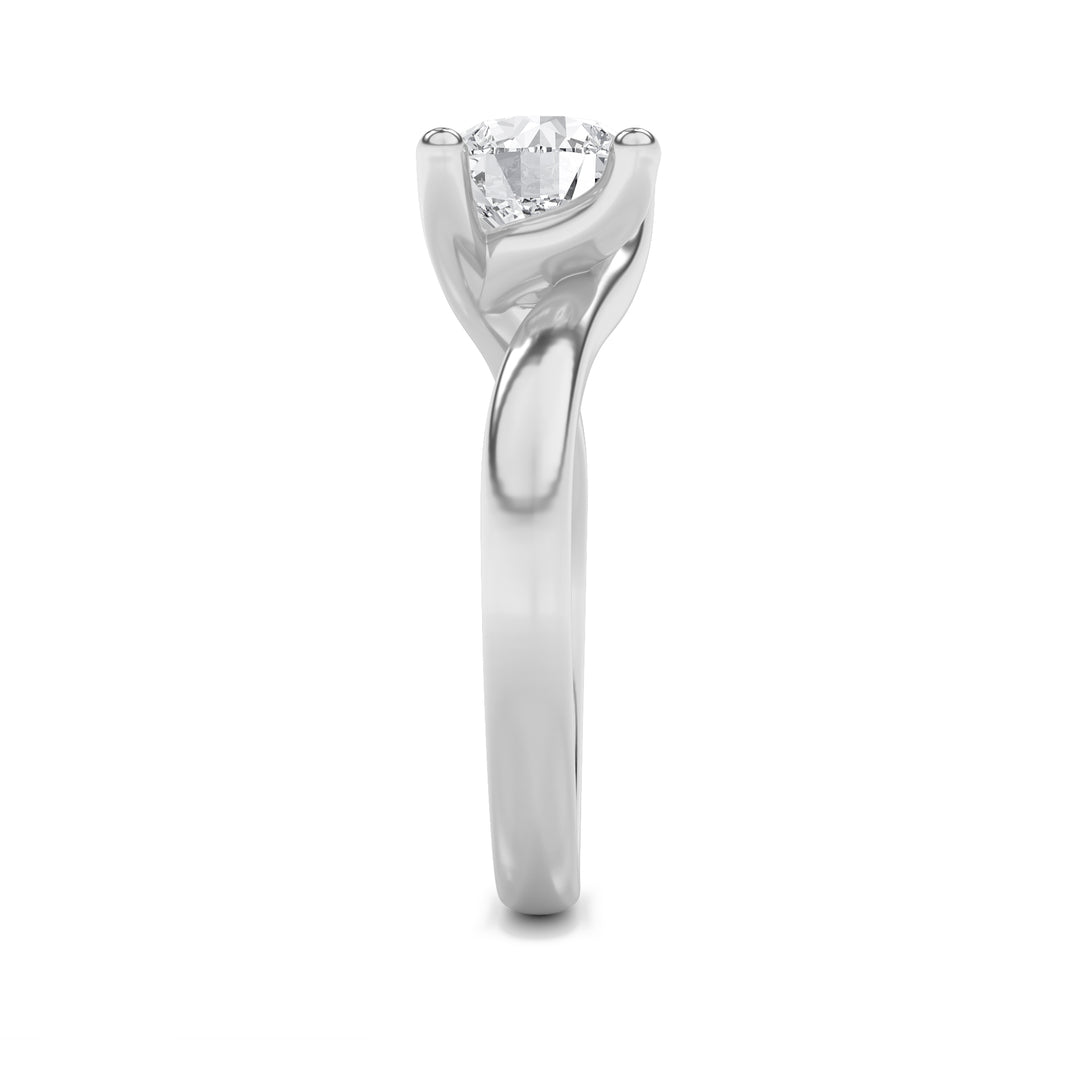 3Cttw Round Shaped Lab Grown Diamond (F/VS) Bypass Shank Engagement Ring in 14K Gold