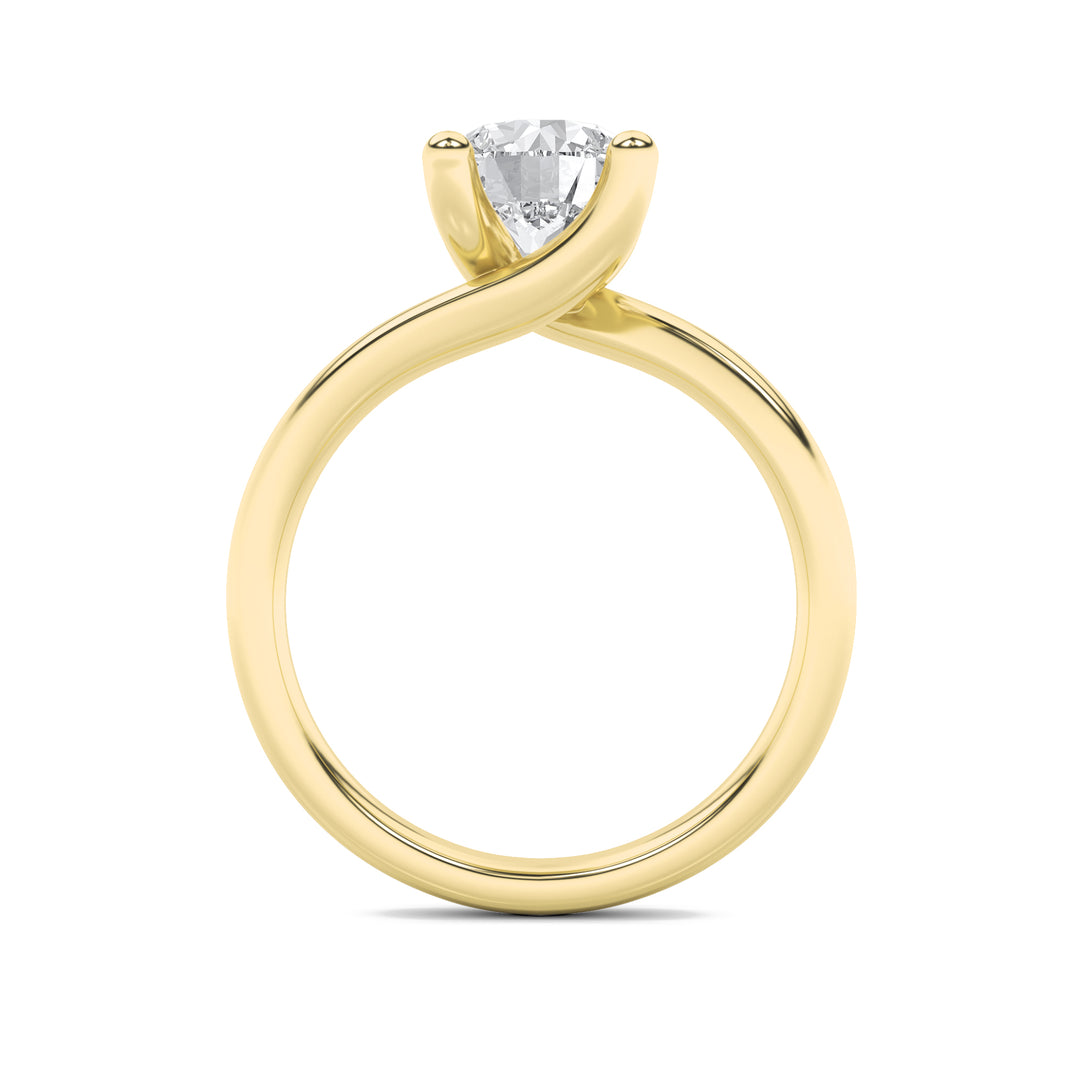 3Cttw Round Shaped Lab Grown Diamond (F/VS) Bypass Shank Engagement Ring in 14K Gold
