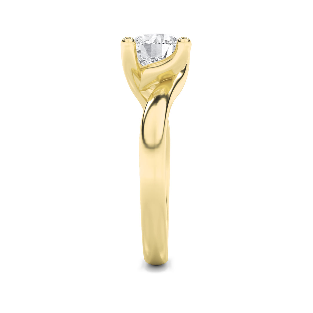 3Cttw Round Shaped Lab Grown Diamond (F/VS) Bypass Shank Engagement Ring in 14K Gold