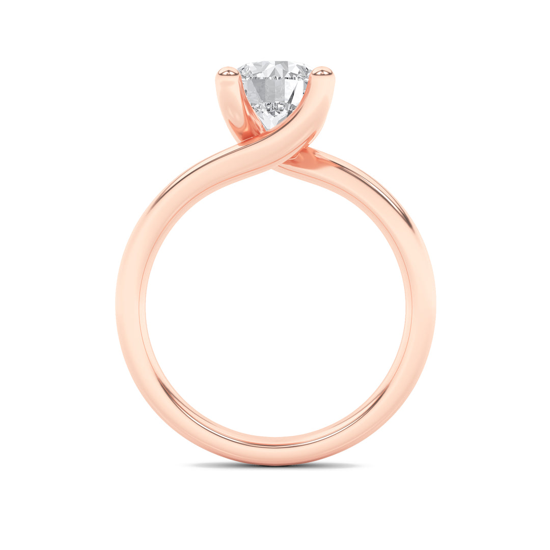 3Cttw Round Shaped Lab Grown Diamond (F/VS) Bypass Shank Engagement Ring in 14K Gold