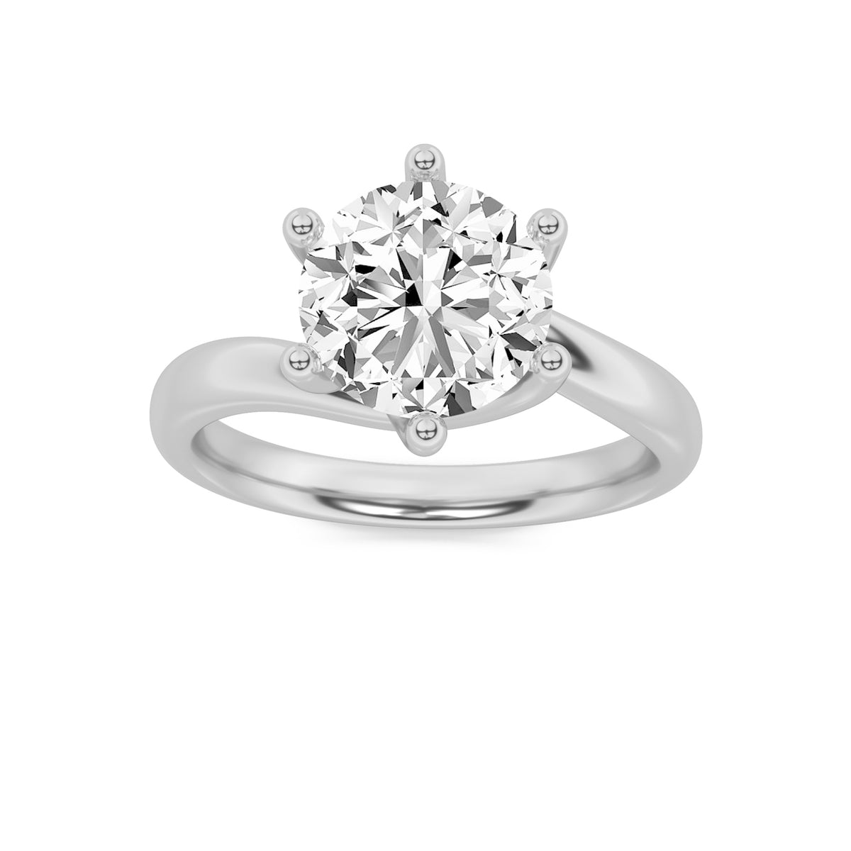 1Cttw Round Shaped Lab Grown Diamond (F/VS) Bypass Shank Engagement Ring in 14K Gold