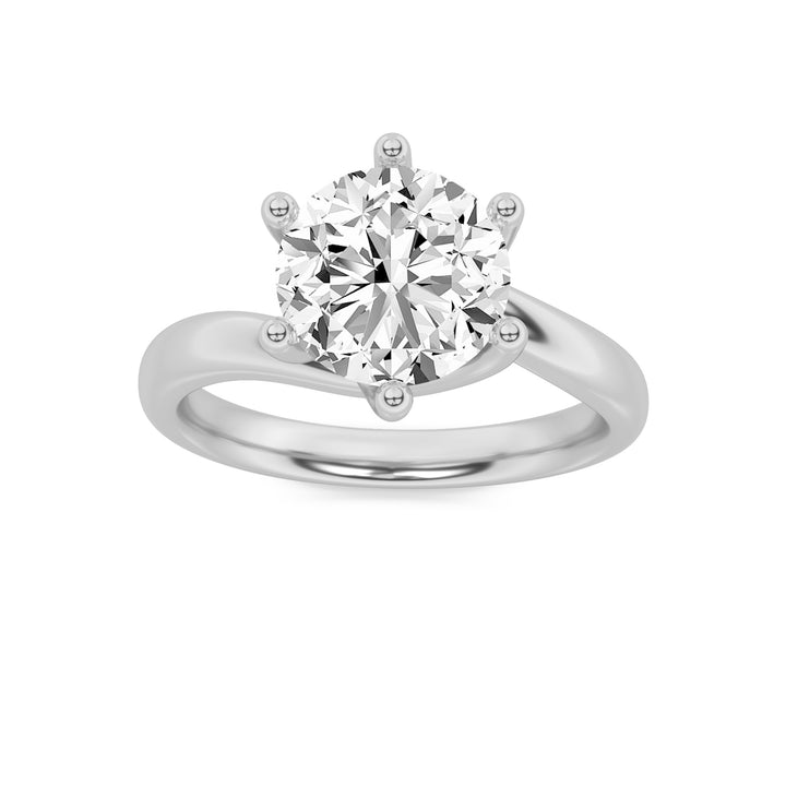 1Cttw Round Shaped Lab Grown Diamond (F/VVS) Bypass Shank Engagement Ring in 14K Gold