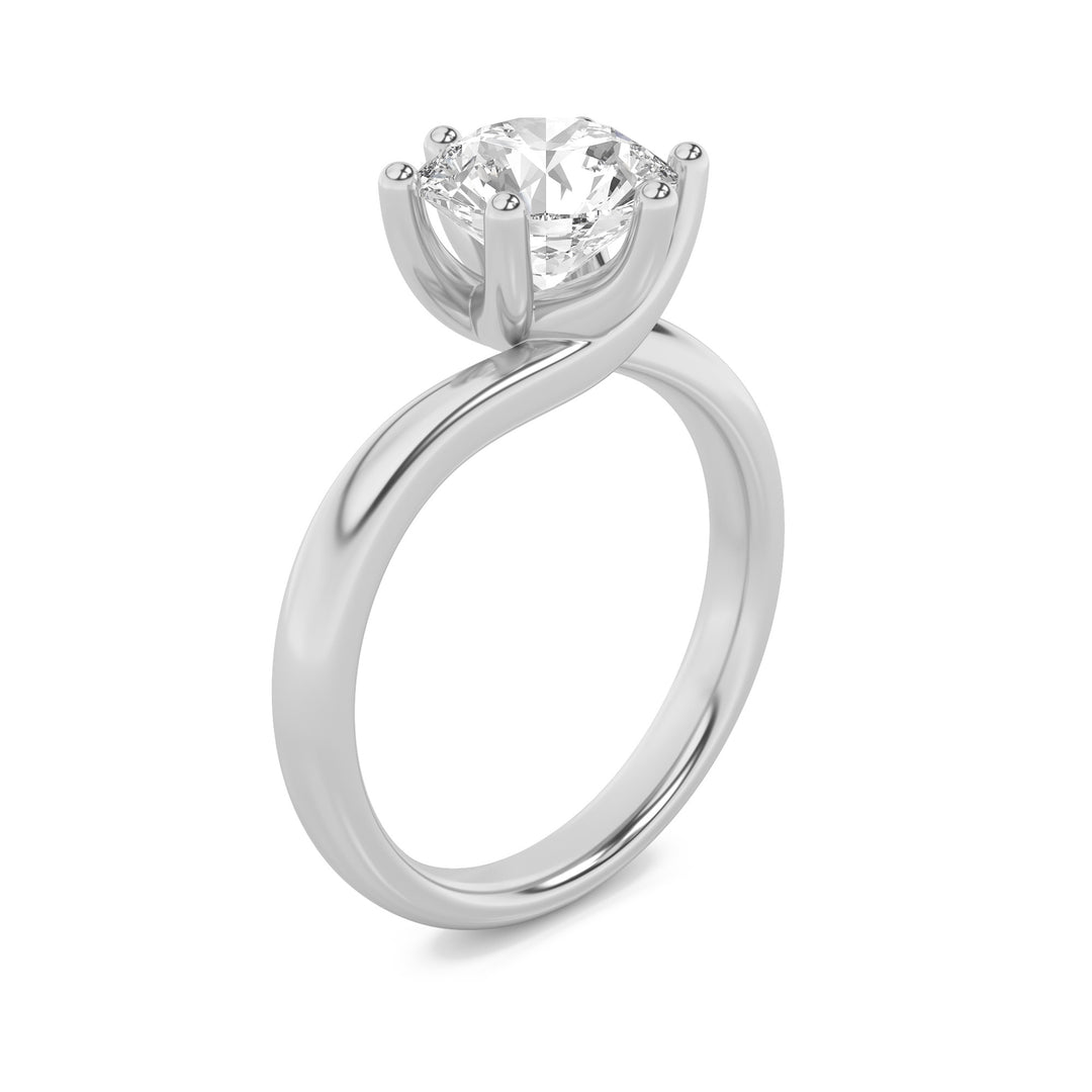 1Cttw Round Shaped Lab Grown Diamond (F/VVS) Bypass Shank Engagement Ring in 14K Gold