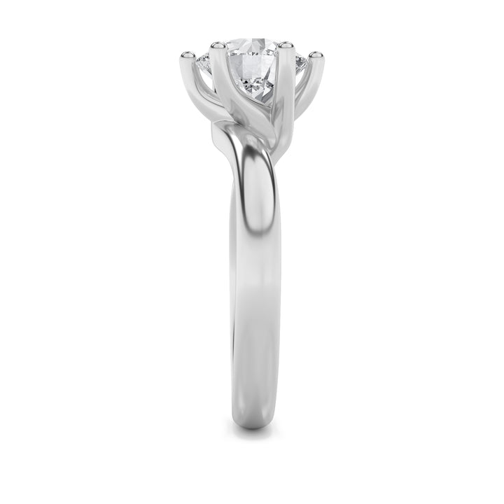 1Cttw Round Shaped Lab Grown Diamond (F/VVS) Bypass Shank Engagement Ring in 14K Gold