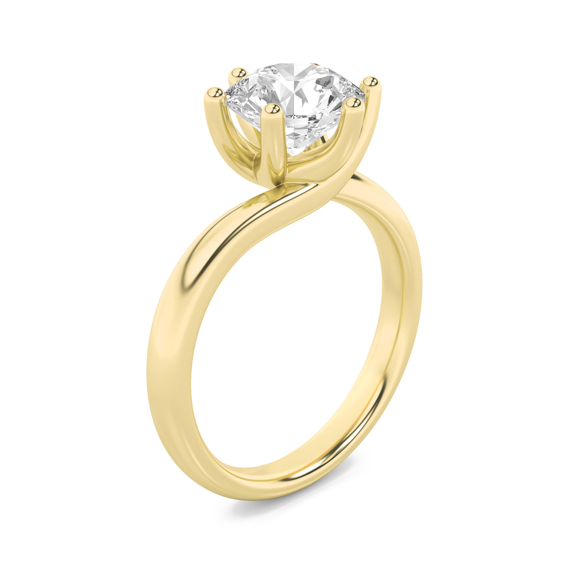 1Cttw Round Shaped Lab Grown Diamond (F/VS) Bypass Shank Engagement Ring in 14K Gold