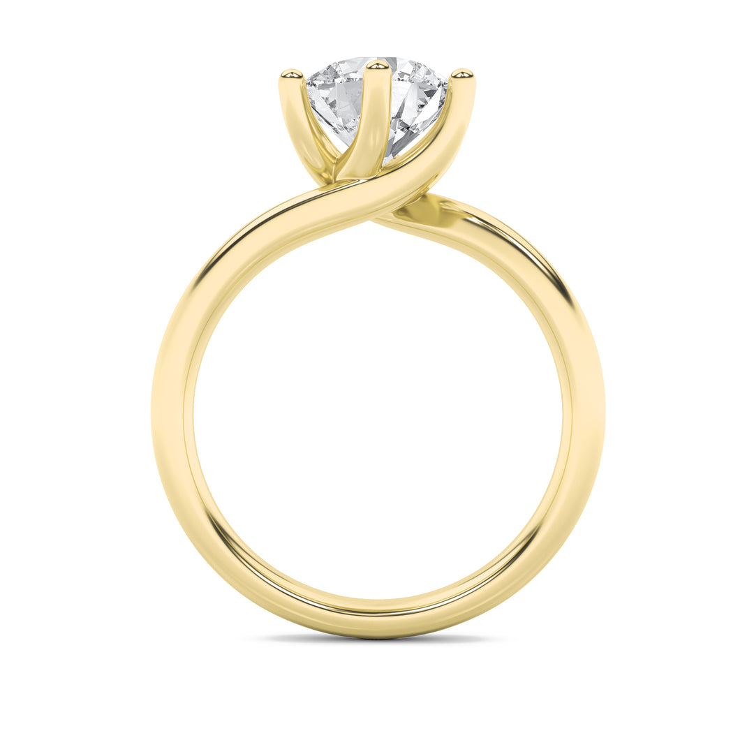 1Cttw Round Shaped Lab Grown Diamond (F/VS) Bypass Shank Engagement Ring in 14K Gold