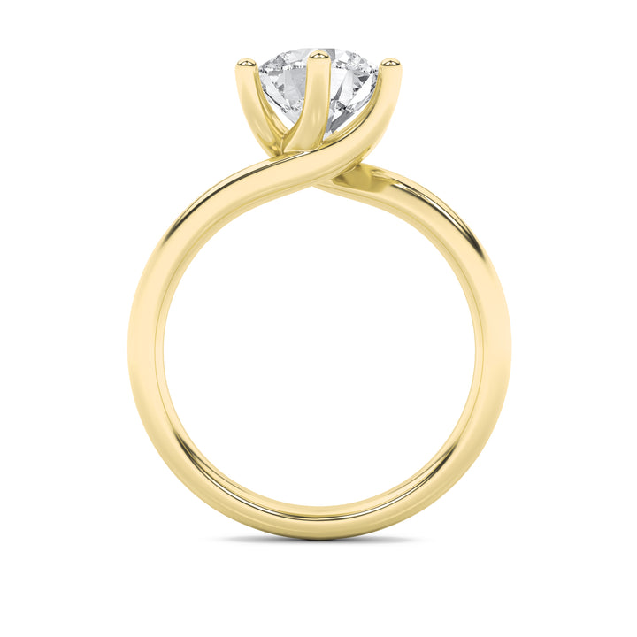 1Cttw Round Shaped Lab Grown Diamond (F/VS) Bypass Shank Engagement Ring in 14K Gold