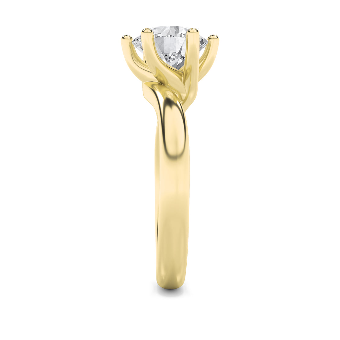 1Cttw Round Shaped Lab Grown Diamond (F/VS) Bypass Shank Engagement Ring in 14K Gold