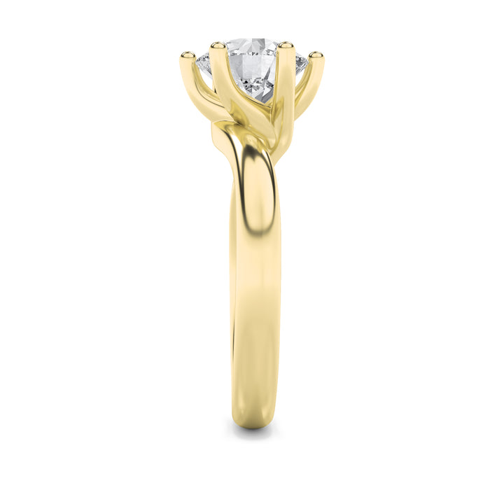 1Cttw Round Shaped Lab Grown Diamond (F/VS) Bypass Shank Engagement Ring in 14K Gold