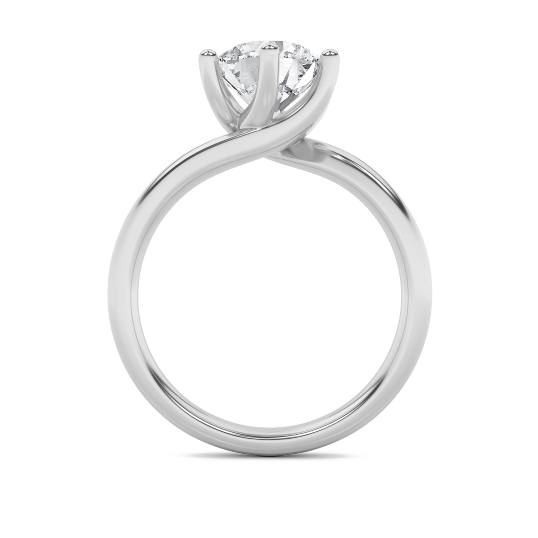 2Cttw Round Shaped Lab Grown Diamond (F/VS) Bypass Shank Engagement Ring in 14K Gold