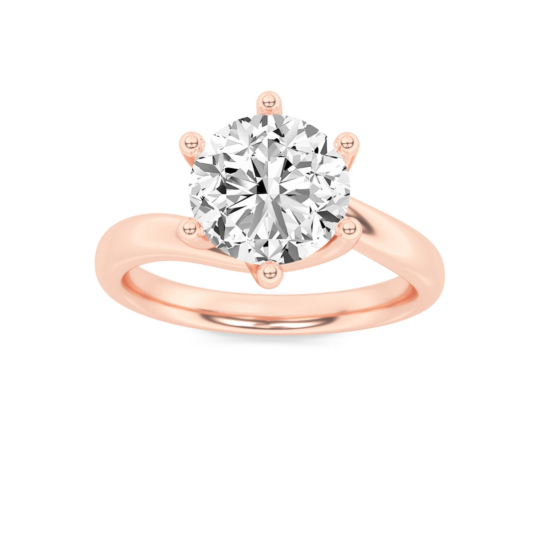 2Cttw Round Shaped Lab Grown Diamond (F/VS) Bypass Shank Engagement Ring in 14K Gold