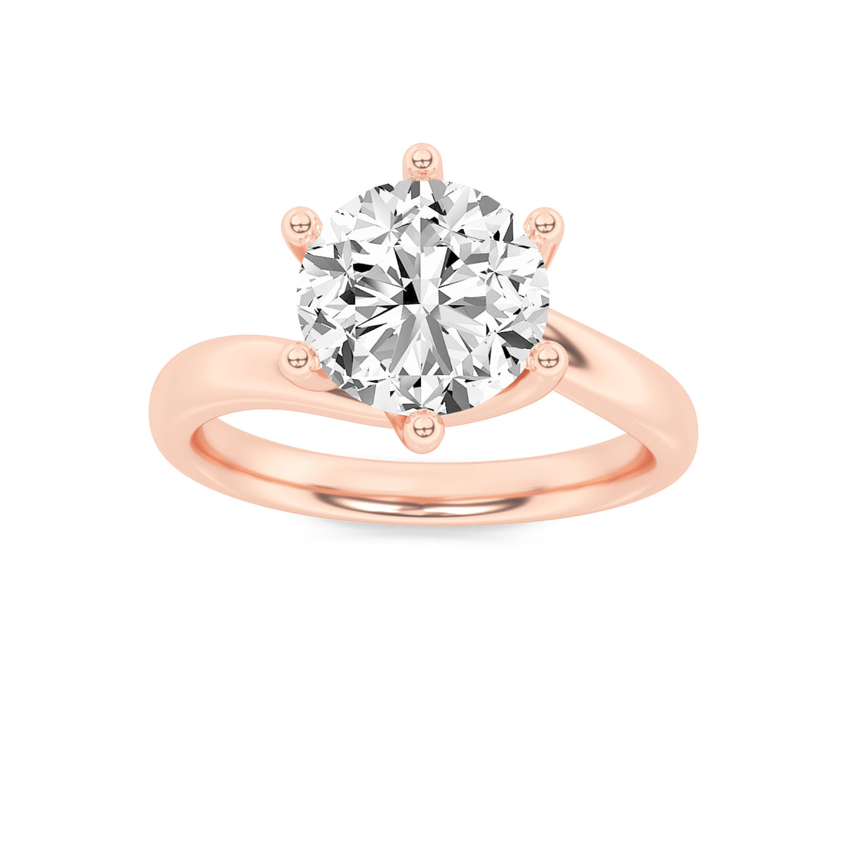 2Cttw Round Shaped Lab Grown Diamond (F/VS) Bypass Shank Engagement Ring in 14K Gold
