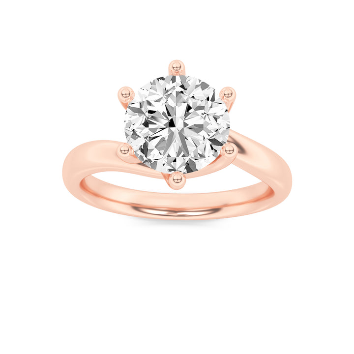2Cttw Round Shaped Lab Grown Diamond (F/VS) Bypass Shank Engagement Ring in 14K Gold