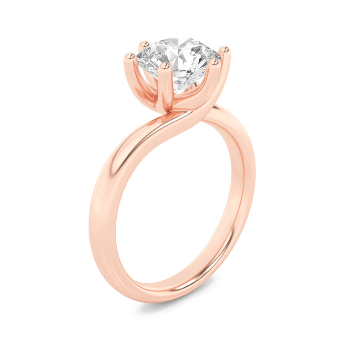2Cttw Round Shaped Lab Grown Diamond (F/VS) Bypass Shank Engagement Ring in 14K Gold