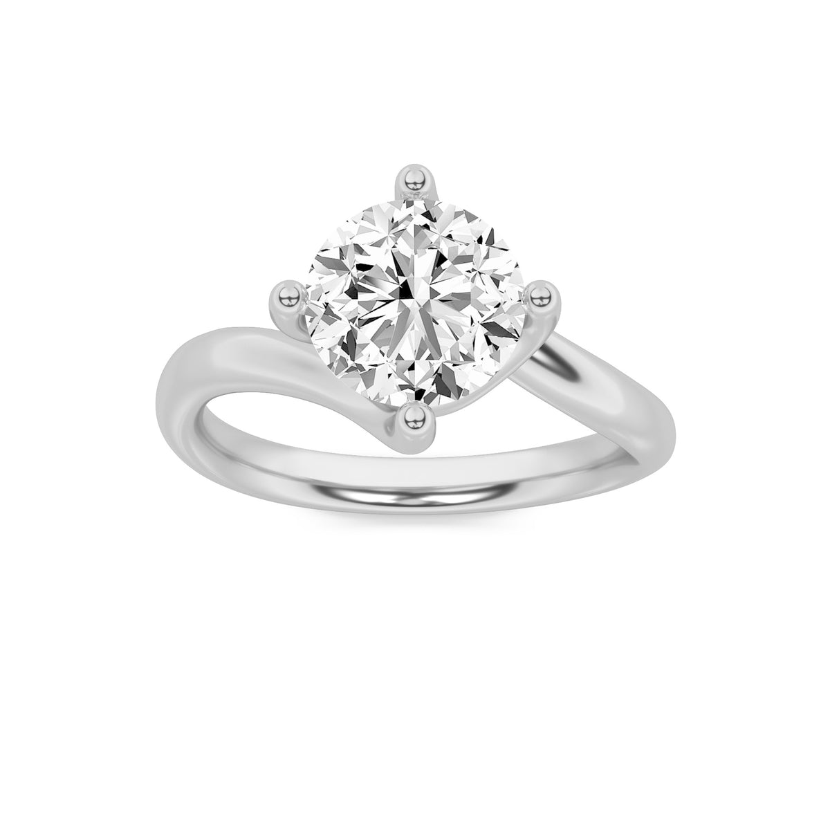1Cttw Round Shaped Lab Grown Diamond (F/VVS) Bypass Shank Engagement Ring in 14K Gold