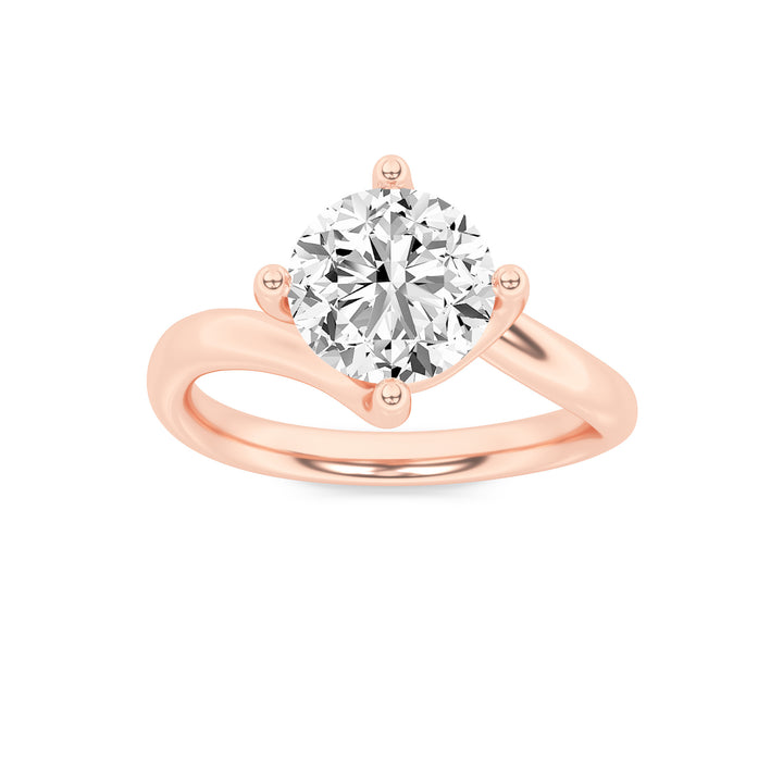 1Cttw Round Shaped Lab Grown Diamond (F/VS) Bypass Shank Engagement Ring in 14K Gold