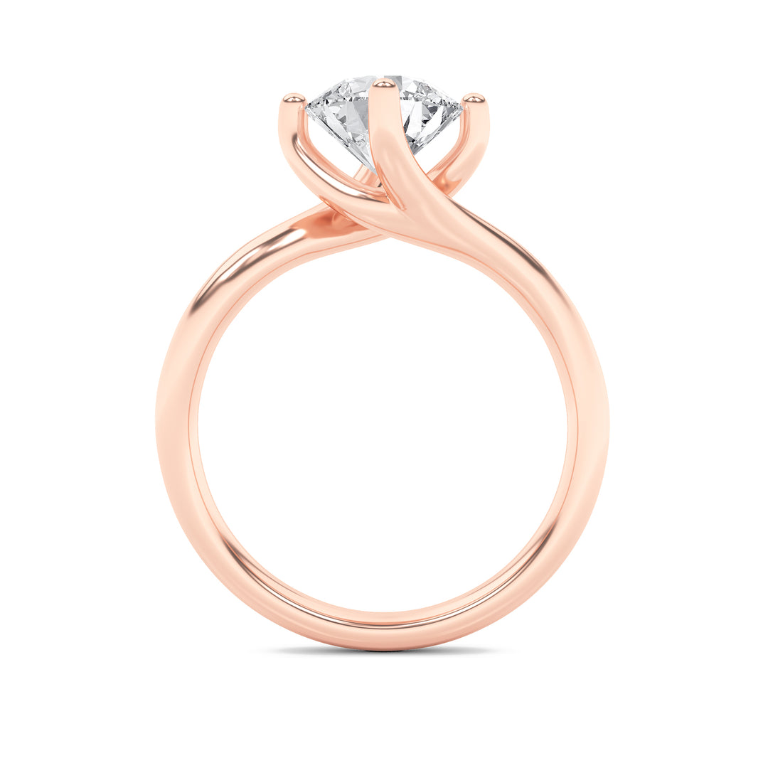 1Cttw Round Shaped Lab Grown Diamond (F/VS) Bypass Shank Engagement Ring in 14K Gold