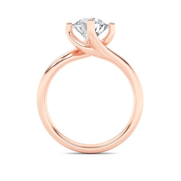 1Cttw Round Shaped Lab Grown Diamond (F/VS) Bypass Shank Engagement Ring in 14K Gold