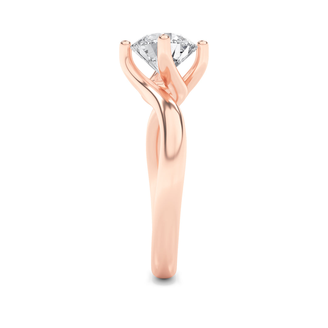 1Cttw Round Shaped Lab Grown Diamond (F/VS) Bypass Shank Engagement Ring in 14K Gold