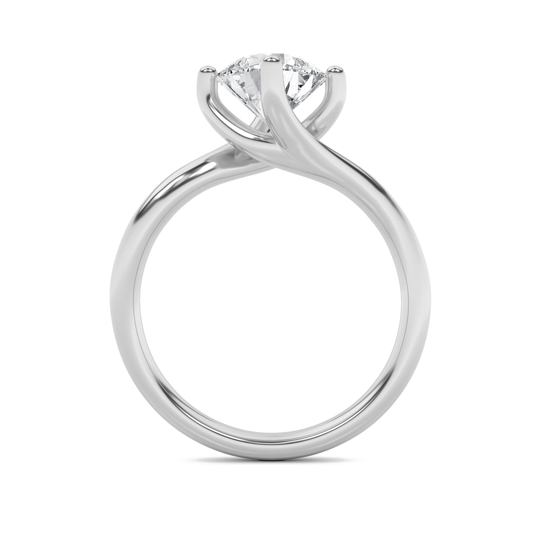 2Cttw Round Shaped Lab Grown Diamond (F/VS) Bypass Shank Engagement Ring in 14K Gold