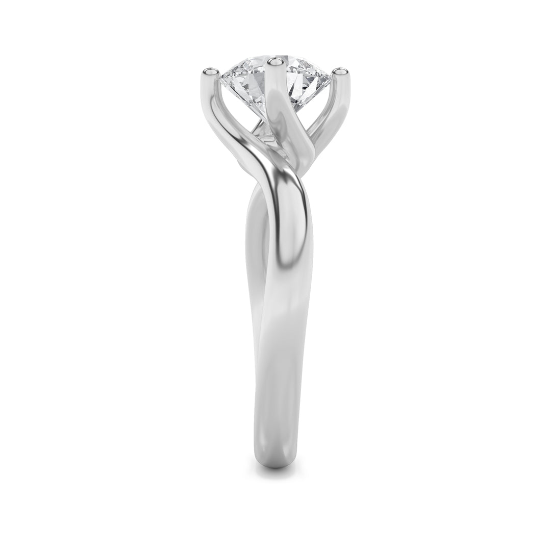 2Cttw Round Shaped Lab Grown Diamond (F/VS) Bypass Shank Engagement Ring in 14K Gold