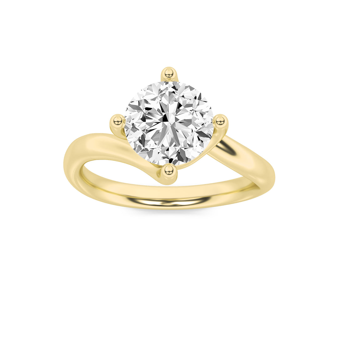 2Cttw Round Shaped Lab Grown Diamond (G/VS) Bypass Shank Engagement Ring in 14K Gold