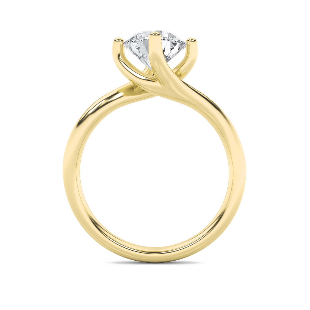 2Cttw Round Shaped Lab Grown Diamond (G/VS) Bypass Shank Engagement Ring in 14K Gold