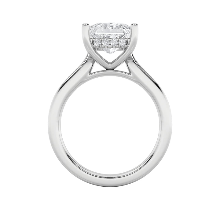1Cttw Princess Shaped Lab Grown Diamond (F/VS) Hidden Halo Cathedral Shank Engagement Ring in 14K Gold