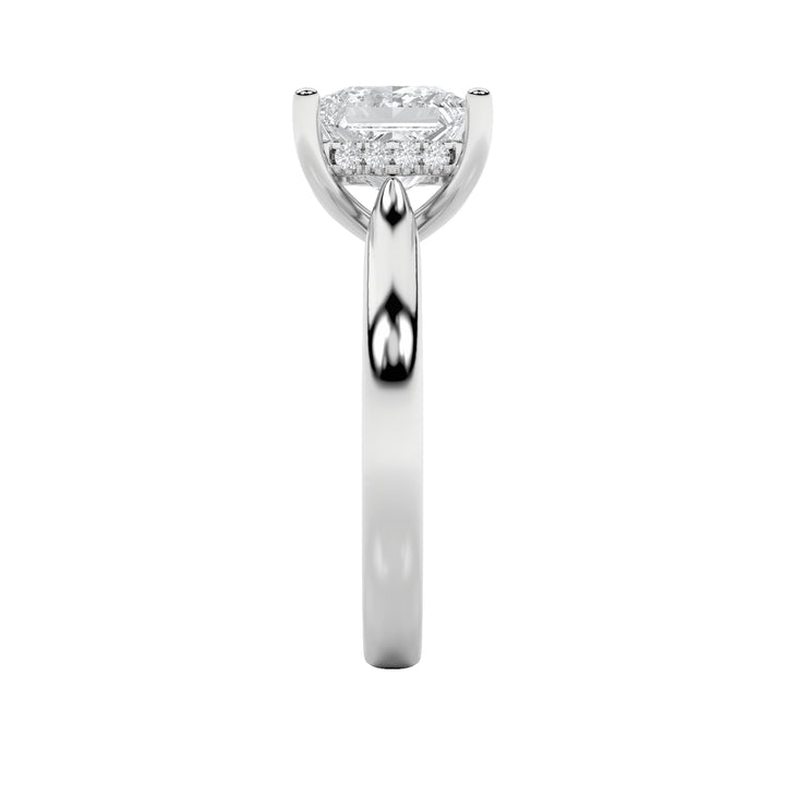 1Cttw Princess Shaped Lab Grown Diamond (F/VS) Hidden Halo Cathedral Shank Engagement Ring in 14K Gold