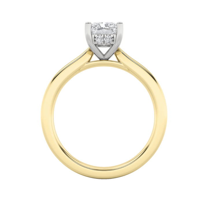 1.5Cttw Radiant Shaped Lab Grown Diamond (F/VVS) Hidden Halo Cathedral Shank Engagement Ring in 14KGold