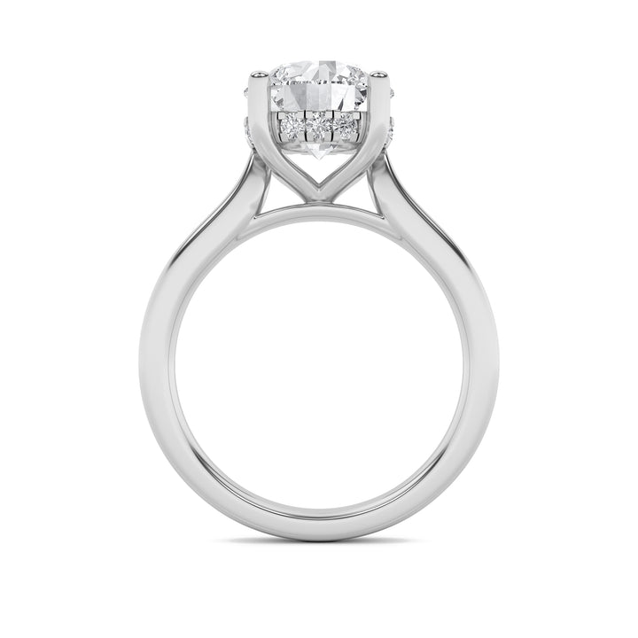 1Cttw Round Shaped Lab Grown Diamond (F/VVS) Hidden Halo Cathedral Shank Engagement Ring in 14K Gold
