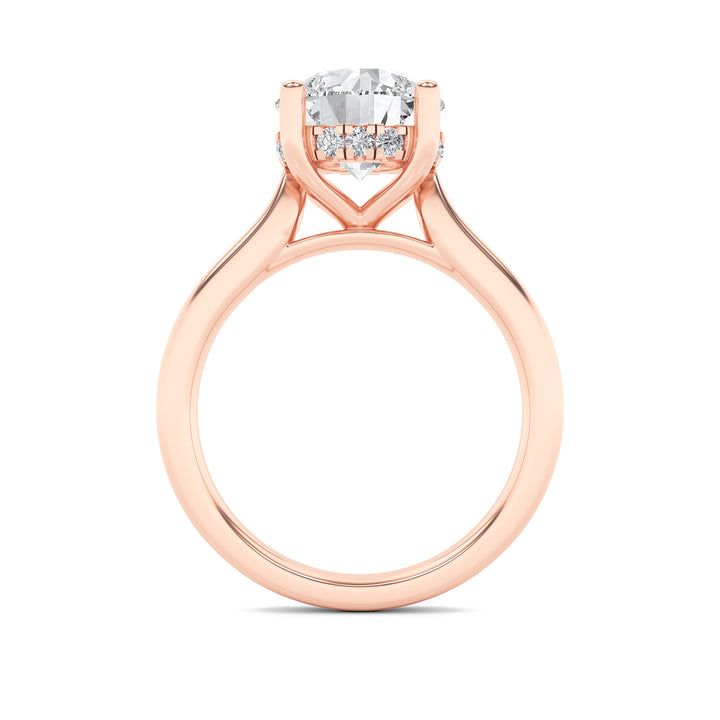 1Cttw Round Shaped Lab Grown Diamond (F/VS) Hidden Halo Cathedral Shank Engagement Ring in 14K Gold