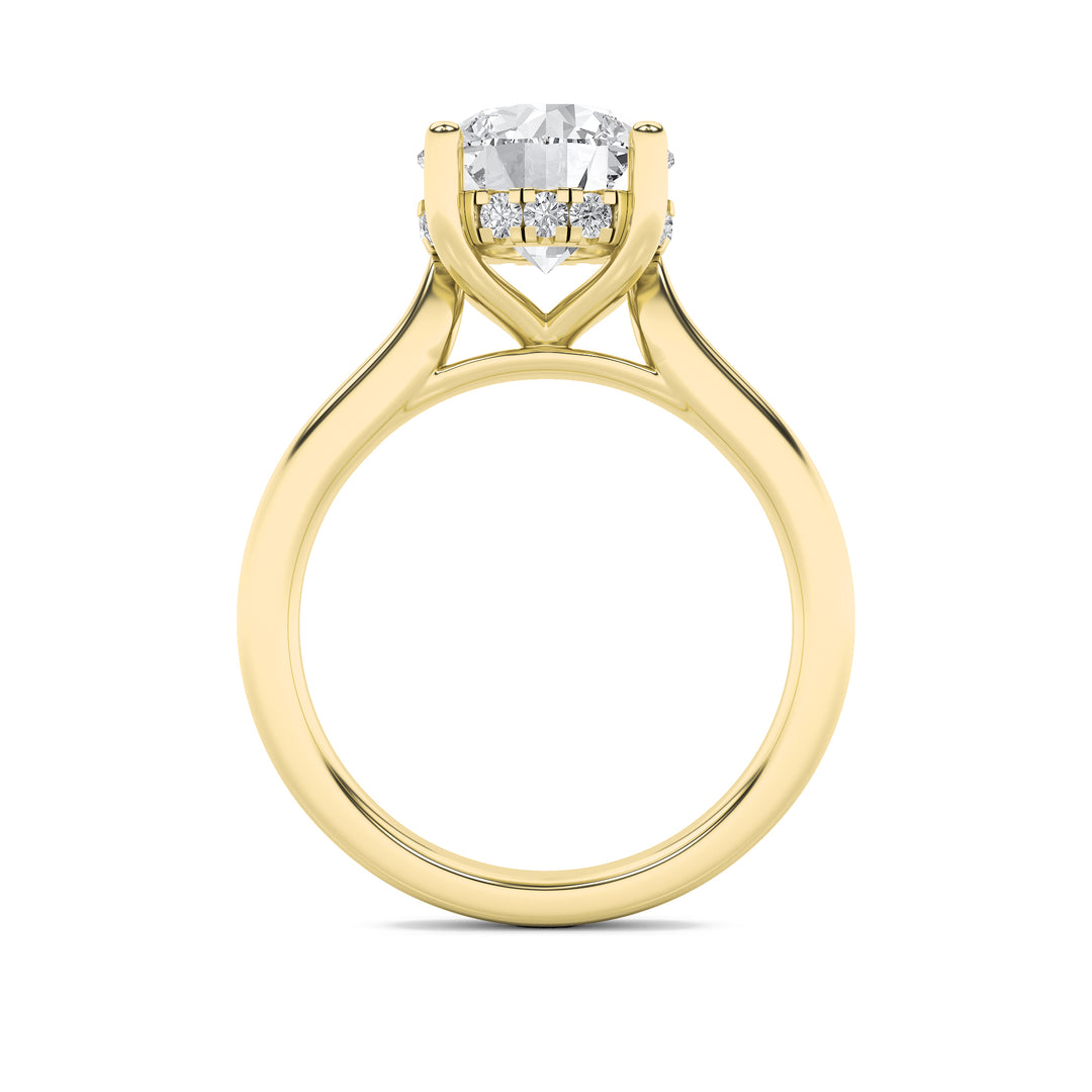 1.5Cttw Round Shaped Lab Grown Diamond (F/VS) Hidden Halo Cathedral Shank Engagement Ring in 14K Gold