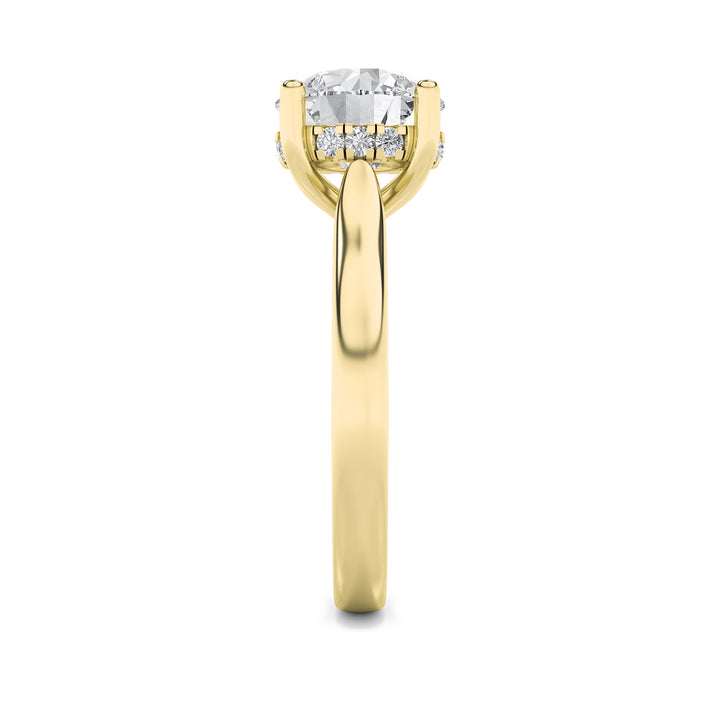 1.5Cttw Round Shaped Lab Grown Diamond (F/VS) Hidden Halo Cathedral Shank Engagement Ring in 14K Gold