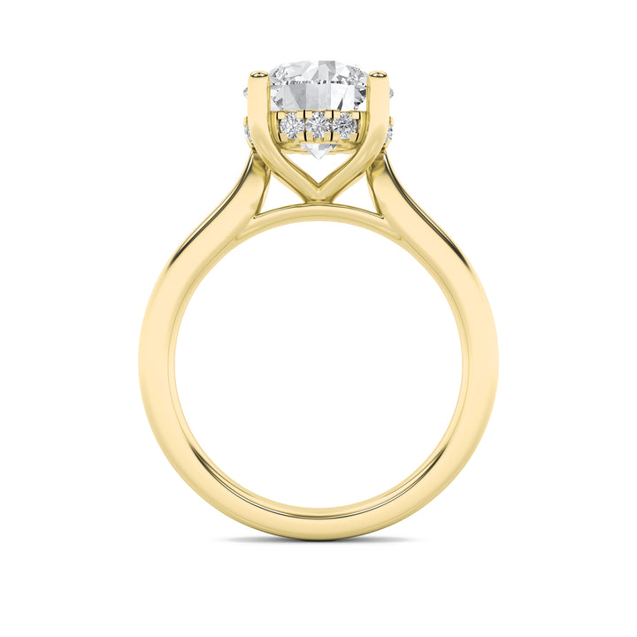 2Cttw Round Shaped Lab Grown Diamond (F/VS) Hidden Halo Cathedral Shank Engagement Ring in 14K Gold