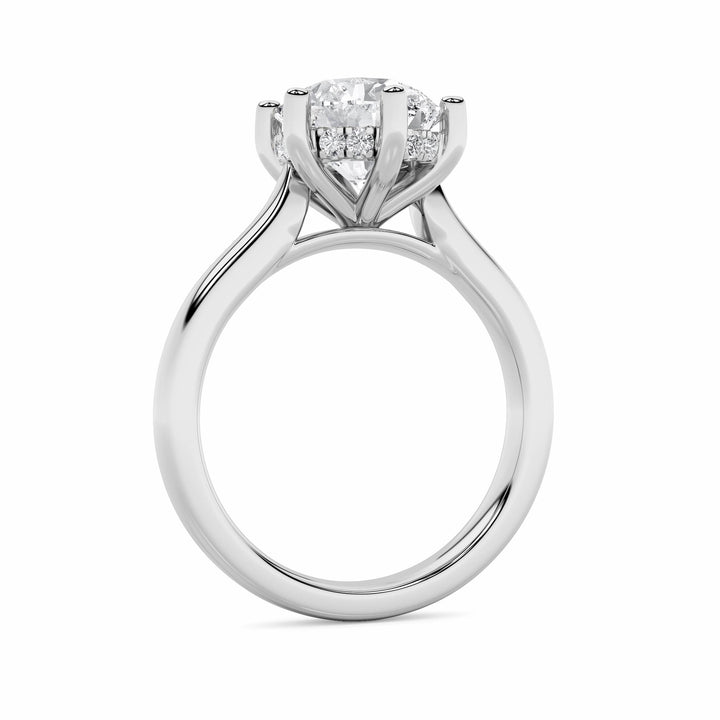 1Cttw Round Shaped Lab Grown Diamond (F/VS) Hidden Halo Cathedral Shank Engagement Ring in 14K Gold