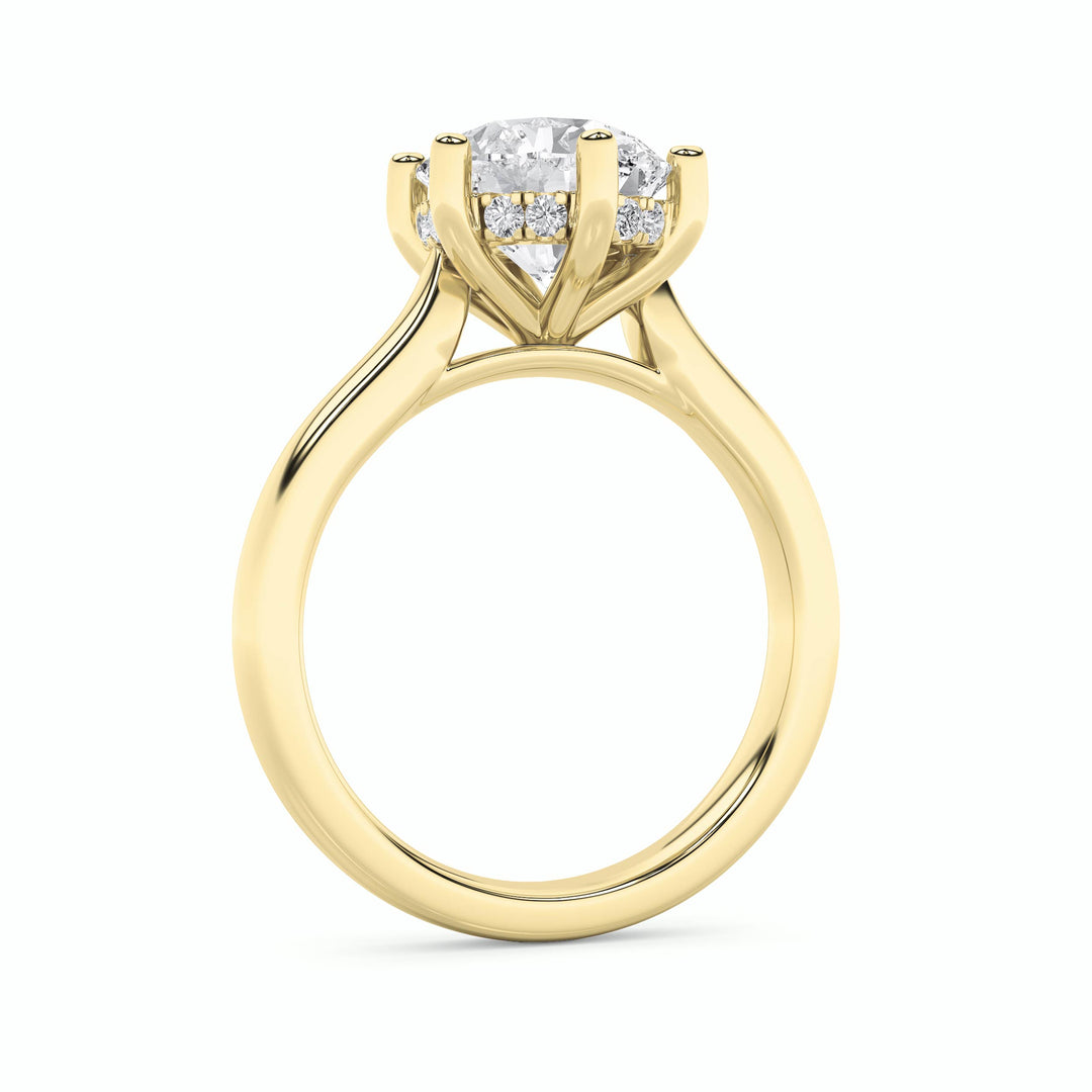 1Cttw Round Shaped Lab Grown Diamond (F/VVS) Hidden Halo Cathedral Shank Engagement Ring in 14K Gold
