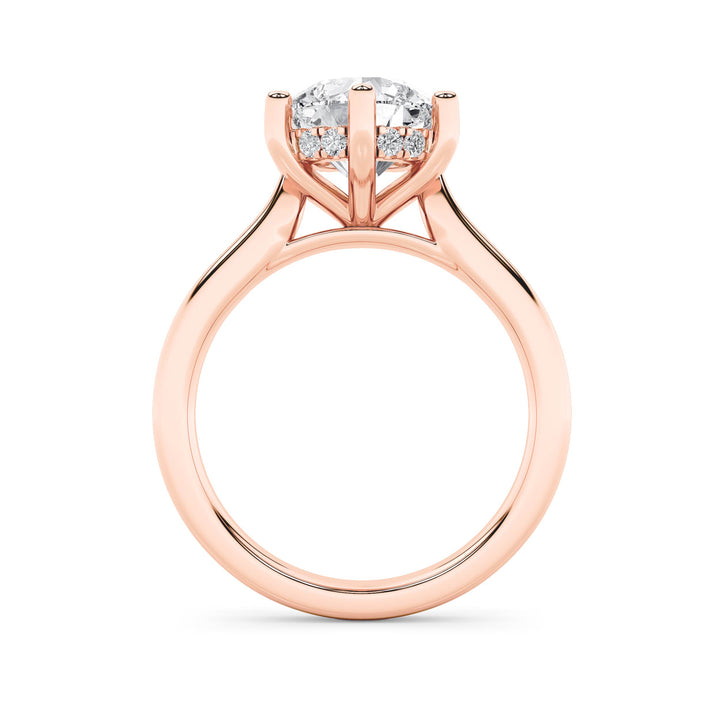 2Cttw Round Shaped Lab Grown Diamond (F/VS) Hidden Halo Cathedral Shank Engagement Ring in 14K Gold