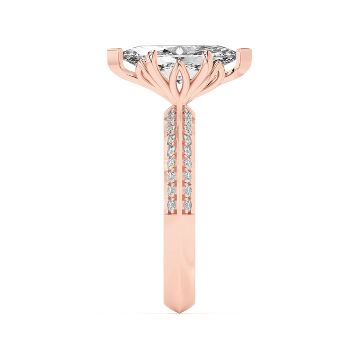 2Cttw Marquise Shaped Lab Grown Diamond (F/VS) Micro Pave Knife Edge Accent Ring in 14K Gold