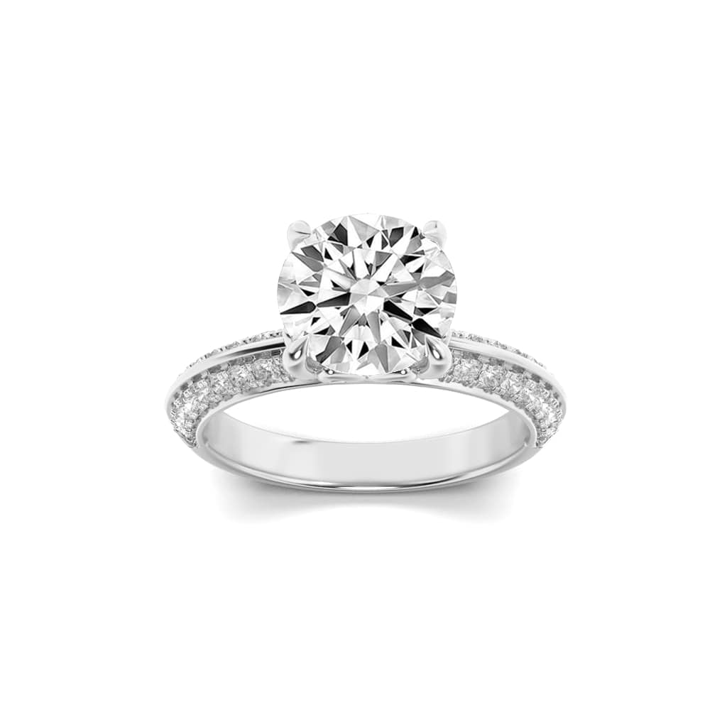 2Cttw Round Shaped Lab Grown Diamond (F/VS) MicroPave Knife Edge Accent Ring in 14K Gold
