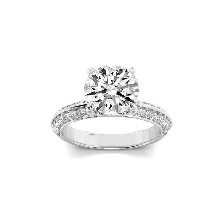 2Cttw Round Shaped Lab Grown Diamond (F/VS) MicroPave Knife Edge Accent Ring in 14K Gold