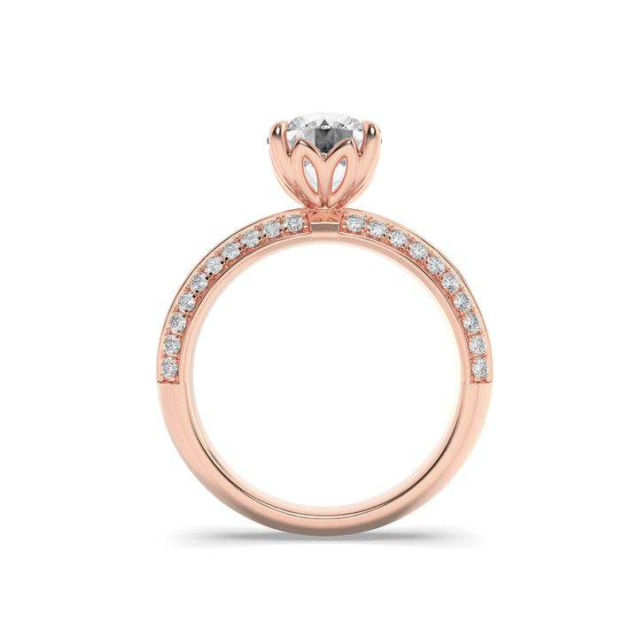 2Cttw Round Shaped Lab Grown Diamond (F/VS) MicroPave Knife Edge Accent Ring in 14K Gold