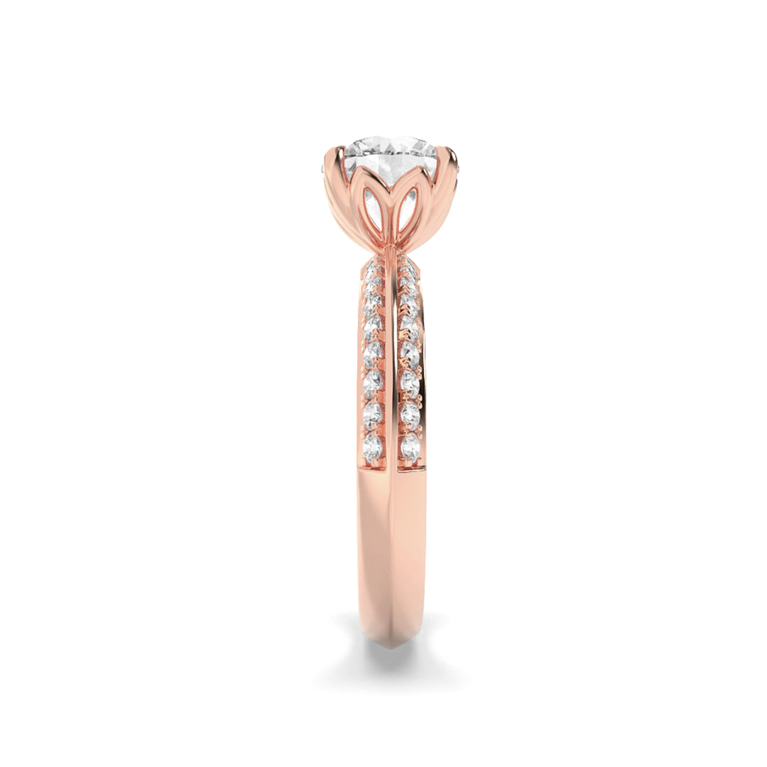 2Cttw Round Shaped Lab Grown Diamond (F/VS) MicroPave Knife Edge Accent Ring in 14K Gold