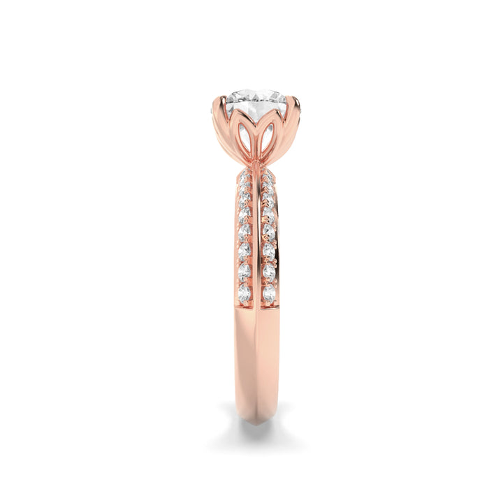 2Cttw Round Shaped Lab Grown Diamond (F/VS) MicroPave Knife Edge Accent Ring in 14K Gold