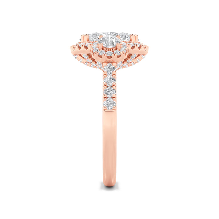 3Cttw Oval Shaped Lab Grown Diamond (F/VS) Three Stone Accented Ring in 14K Gold