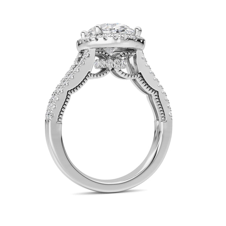 3Cttw Oval Shaped Lab Grown Diamond (F/VS) Split shank Accented Ring in 14K Gold