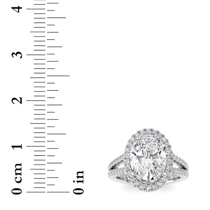 3Cttw Oval Shaped Lab Grown Diamond (F/VS) Split shank Accented Ring in 14K Gold