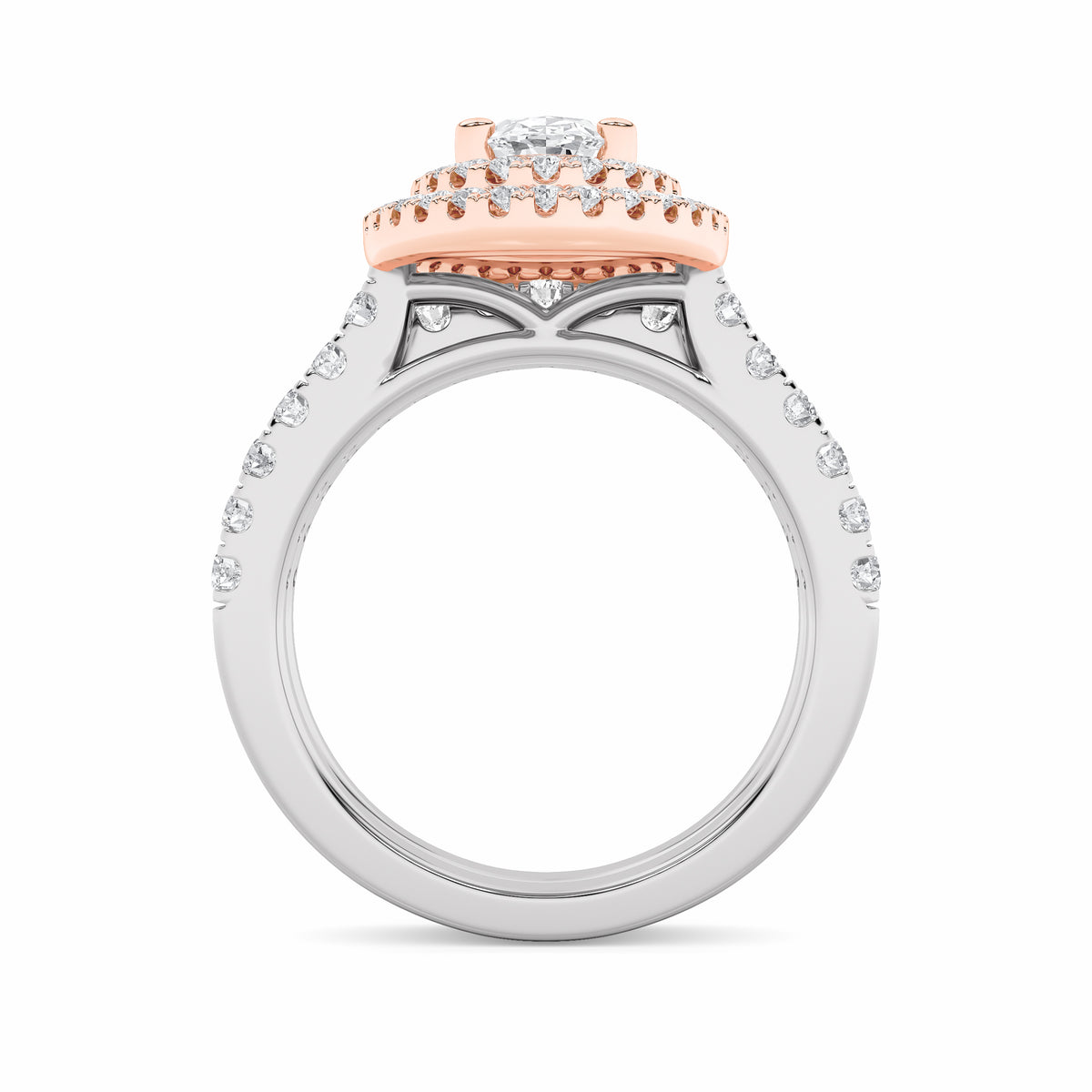2Cttw Oval Shaped Lab Grown Diamond (F/VS) DoubleHalo Bridal Set Engagement Ring Set in 14K Gold