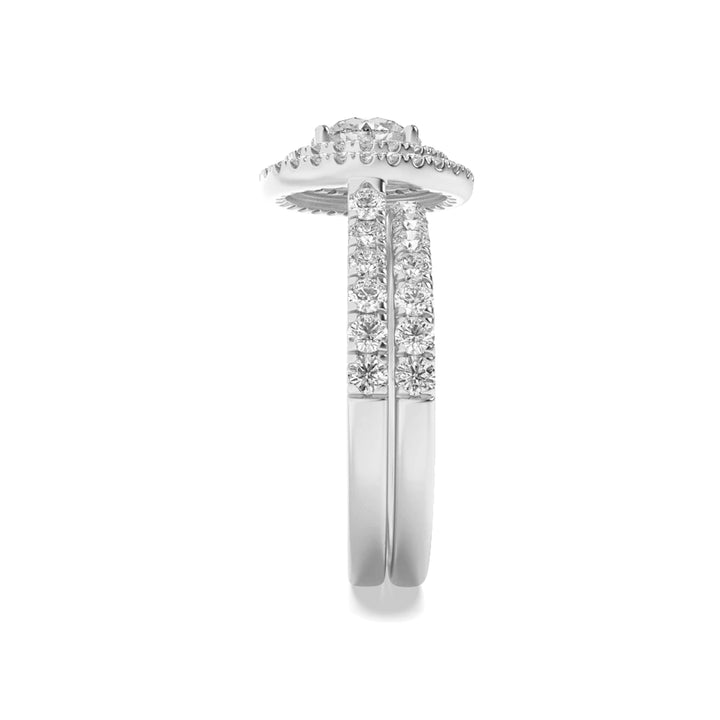 2Cttw Round Shaped Lab Grown Diamond (F/VS) Double Halo Bridal Set Engagement Ring Set in 14K Gold