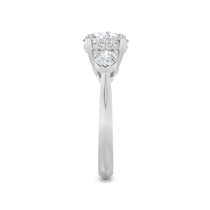 3Cttw Round Shaped Lab Grown Diamond (F/VS) ThreeStone Hidden Halo Ring in 14K Gold